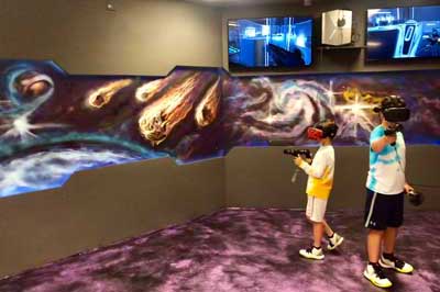 Children birthday party in virtual reality