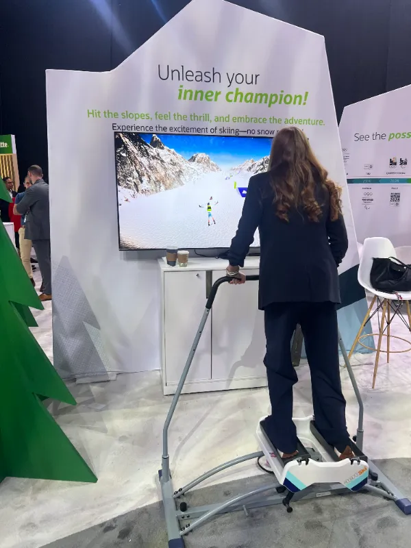 Ski simulator for trade show