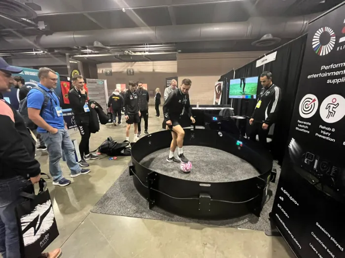Soccer circle reaction game rental – 360-degree LED targets and event activation