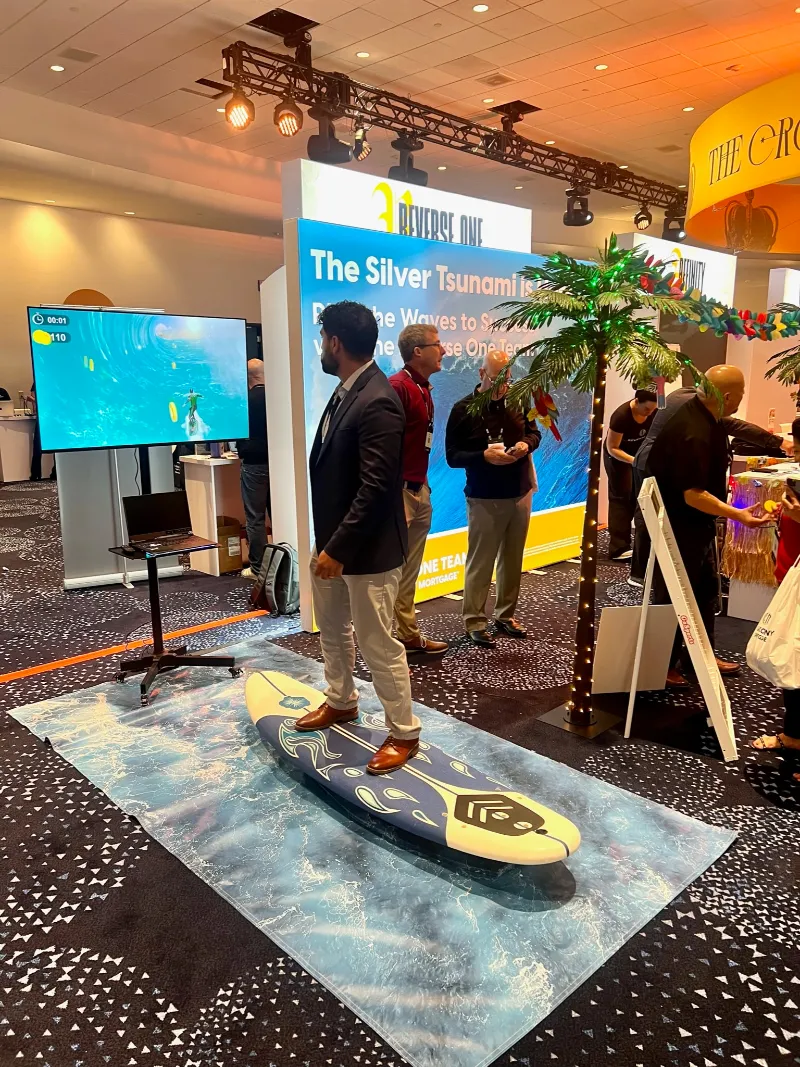 Interactive surf simulator rental for team building