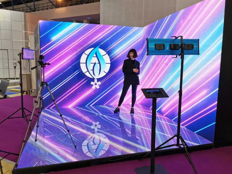 led video corner booth rental