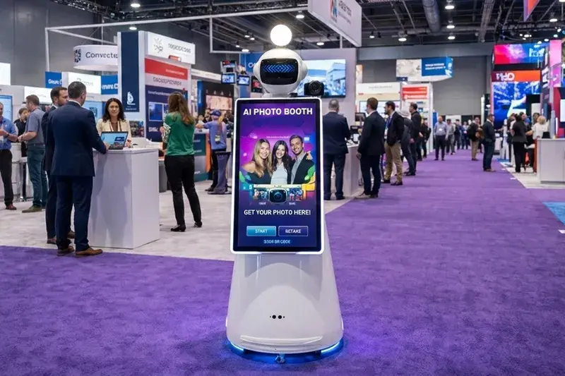 Los Virtuality ai photobooth rental at a trade show