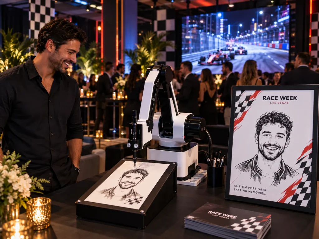 8 Las Vegas Grand Prix Corporate Event Ideas for Race Week 2026 7 AI Sketch Bot rental at corporate events