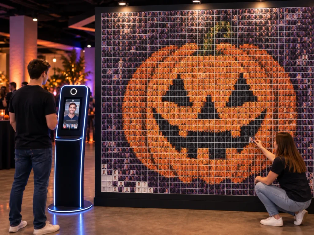 8 Halloween Party Corporate Entertainment Ideas for 2026 10 photo mosaic wall rental corporate event ideas for halloween