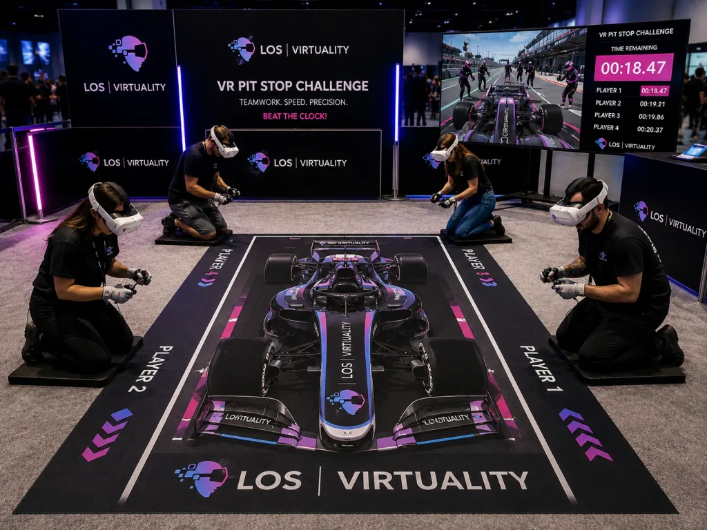 Los Virtuality pit stop challenge rental at a trade show