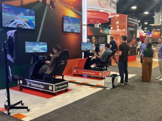 Los Virtuality racing simulator rental at a trade show