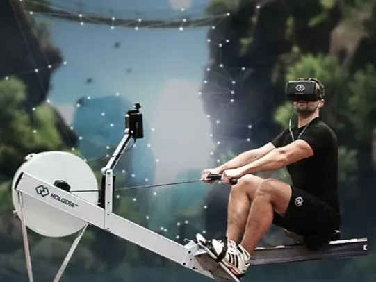 Los Virtuality rowing simulator vr rental at a trade show