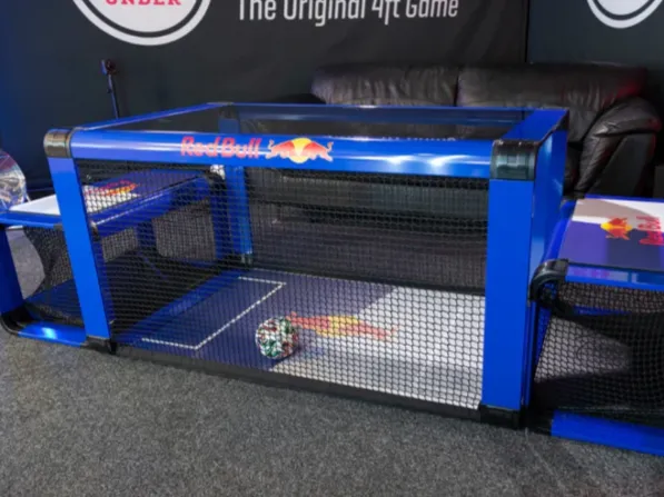 Los Virtuality soccer bench game rental at a trade show