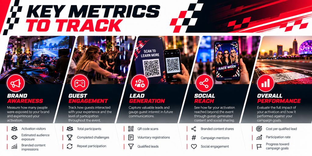 Race Week Brand Activation Ideas: 5 Ways to Engage Fans in Las Vegas 5 Race Week Key Metrics Infographic