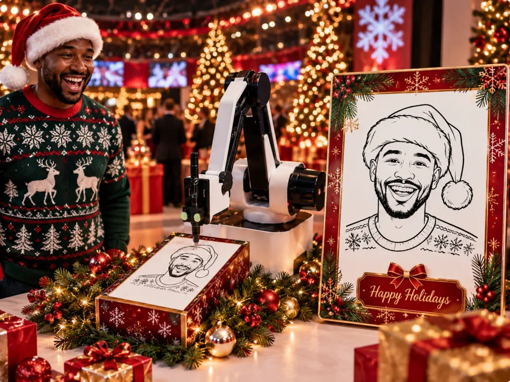 15 Corporate Christmas Party Entertainment Ideas for 2026 4 ai sketch bot for holiday corporate event ideas
