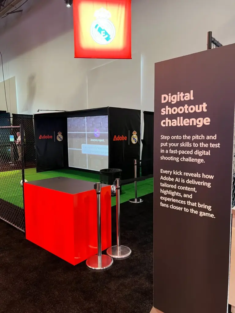 Adobe and Real Madrid digital shootout soccer challenge booth at Adobe Summit in Las Vegas